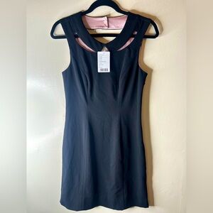 Anthropologie Postmark Sz 4 Black Cut Out Collar Peter Pan Sheath Career Dress